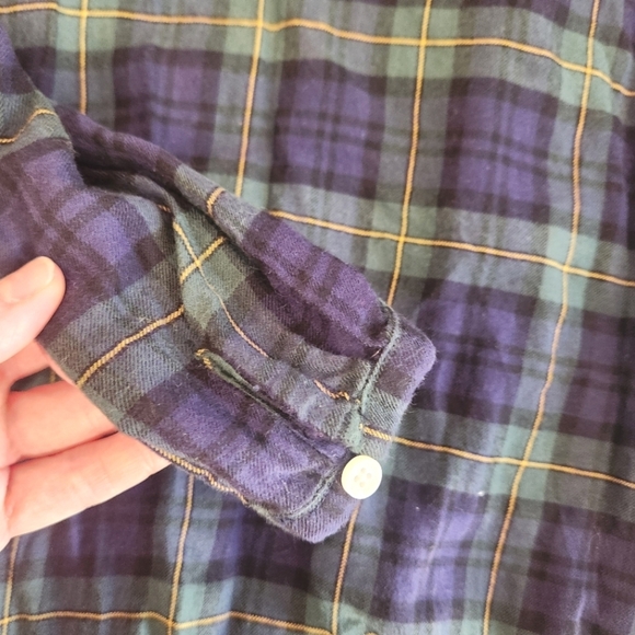 EUC Trovata Erica Pleated Collar Blouse Blackwatch Plaid, Size M - Picture 5 of 10